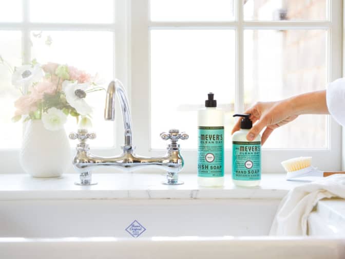 Photo of Mrs. Meyer's Dish Soap and Hand Soap on sink