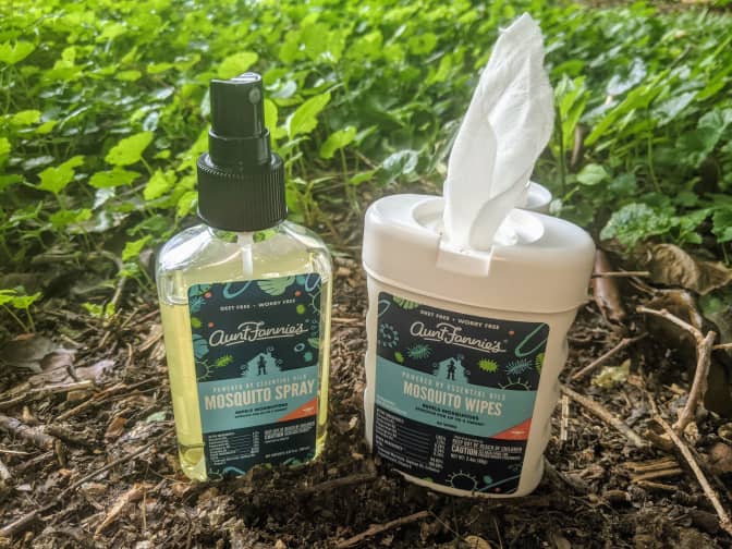 Photo of Aunt Fannie's mosquito spray and mosquito wipes