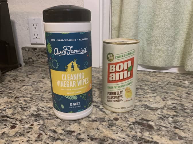 Image of Cleaning Vinegar wipes and Bon Ami