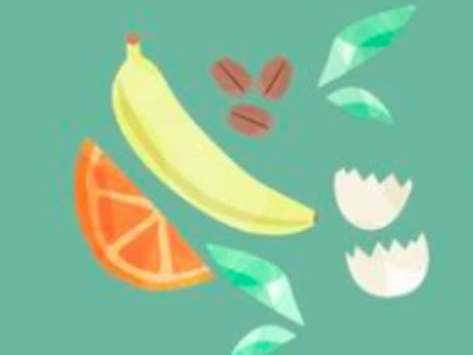 Illustration of fruit and nuts