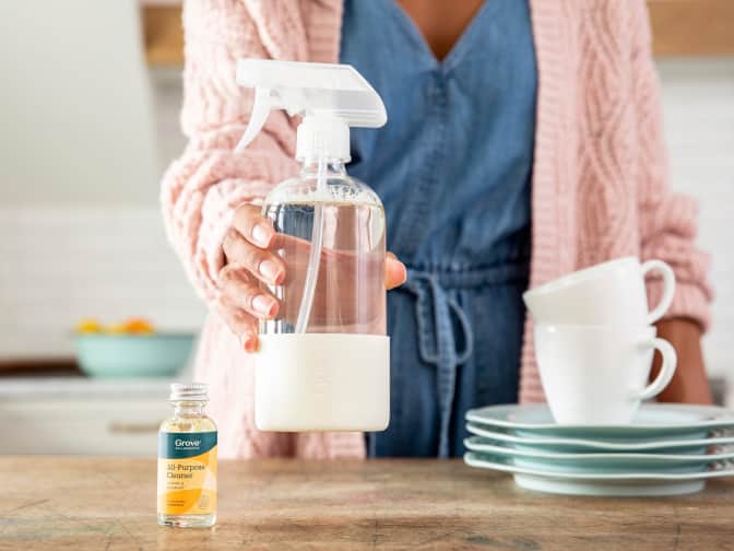Assorted natural cleaning products for glass stove tops