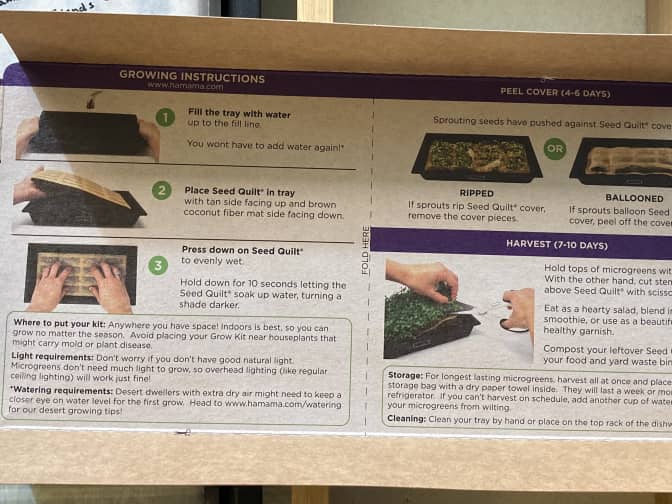 Photo of Hamama Microgreens Grow Kit instructions