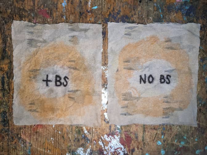 Image of 2 cloths stained with sriracha