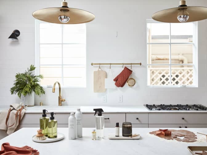 Clean kitchen with a glass stove top