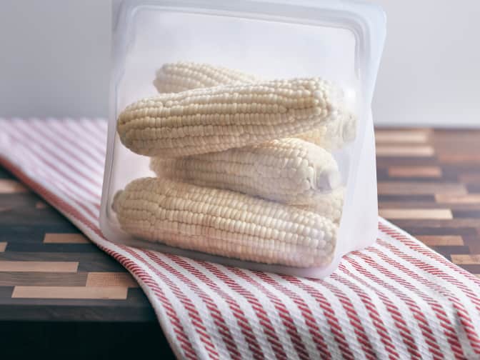 Image of Stasher Reusable Stand-Up Mega Bag with corn