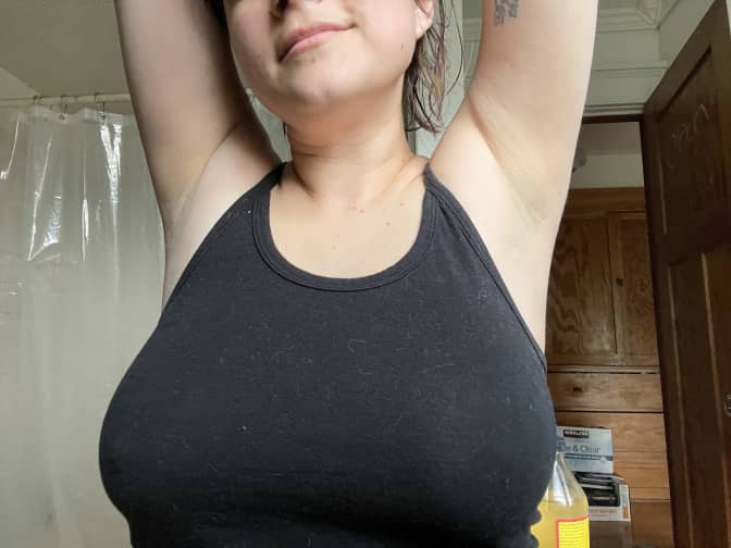 Image of writer's armpits after mask.