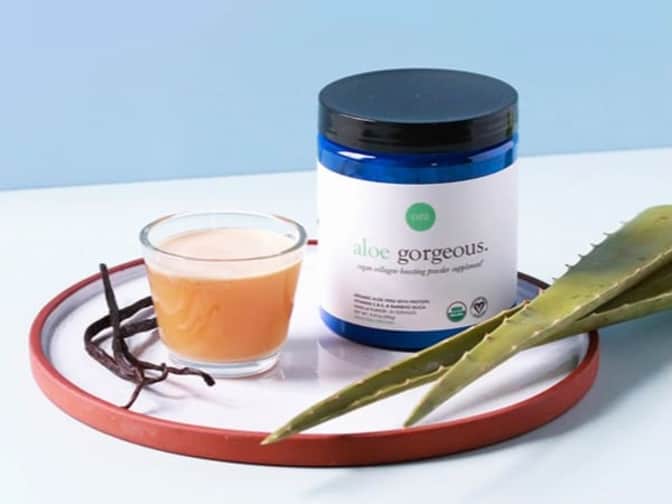 Photo of Ora Organic collagen on plate with glass