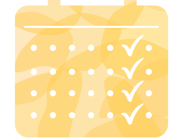 Calendar illustration with one day per week checked off