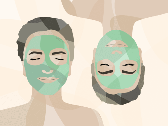 Illustration of person wearing face mask