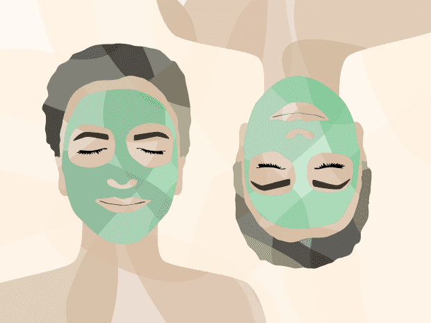 Illustration of two people wearing face masks
