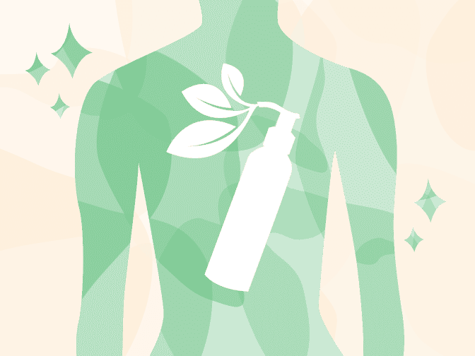 Body illustration with pump bottle
