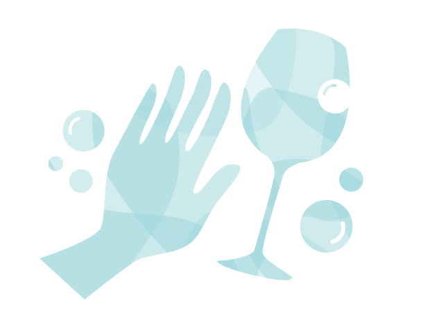 Handwashing a glass illustration