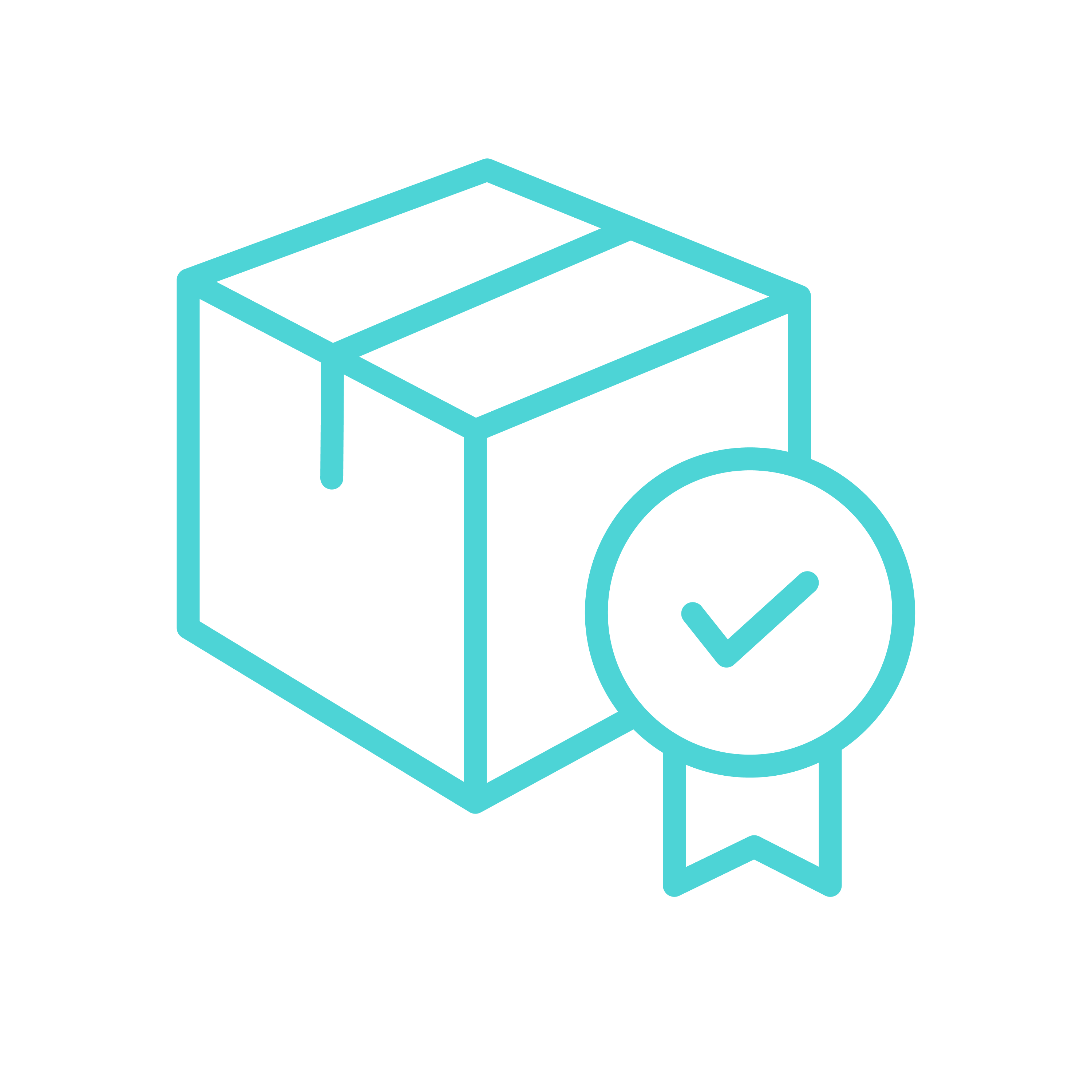 Icon of a box with a check mark verified ribbon in front of it