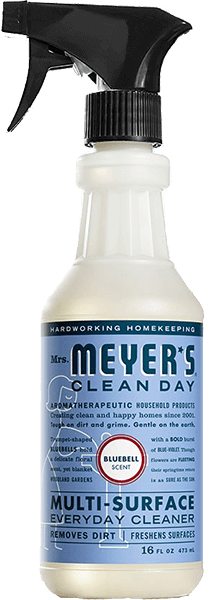 Mrs. Meyers Multi-Surface Cleaner offers a fresh Bluebell scent, enhanced with essential oils for effective dirt removal and surface freshness, in a convenient 16 fl oz spray bottle.